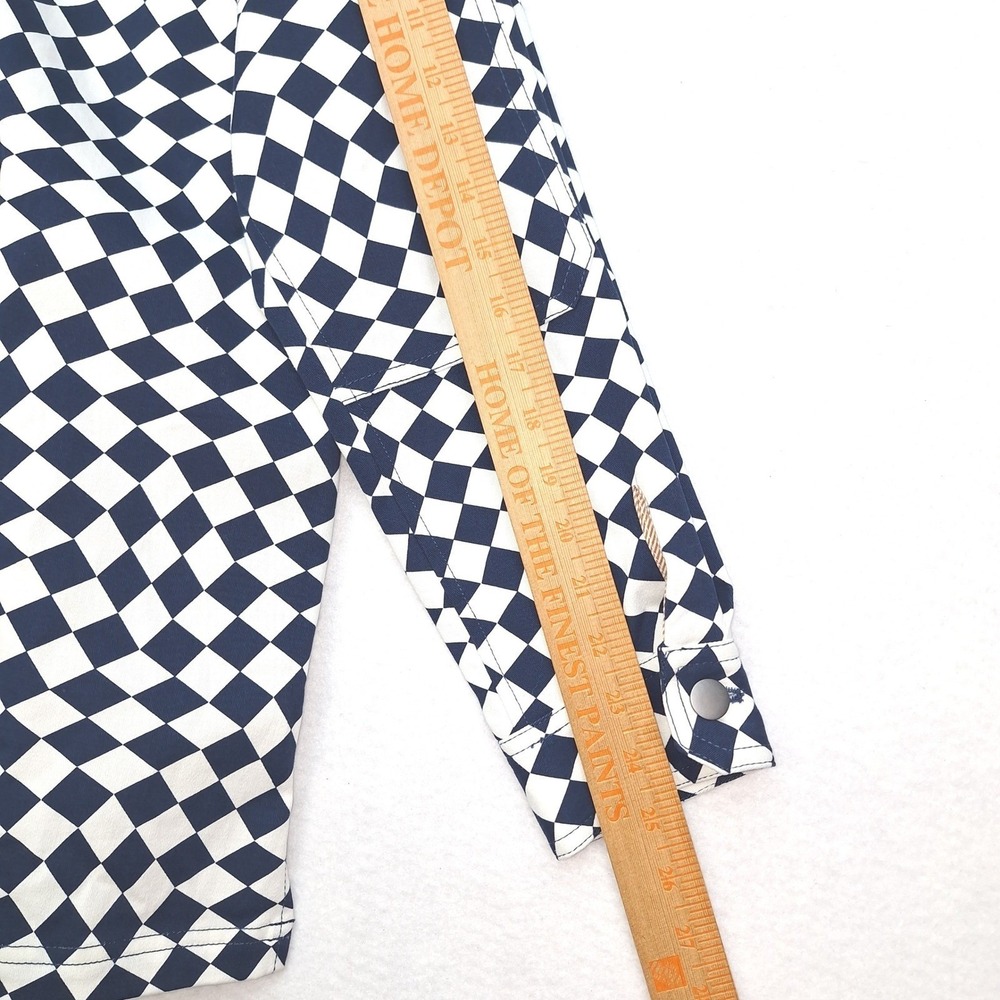 Wildfang Shirt Jacket Womens 12 Blue White Essential Shacket Checkerboard Print - Picture 7 of 11